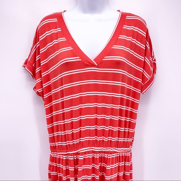 Banana Republic Factory Red and White Striped T-Shirt Dress Size Medium - Picture 2 of 8